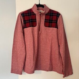 Orvis Red Plaid Quarter Zip, Size M